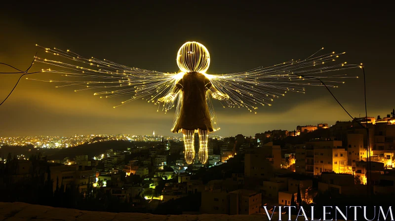 AI ART Luminous Angel Over Urban Nightscape