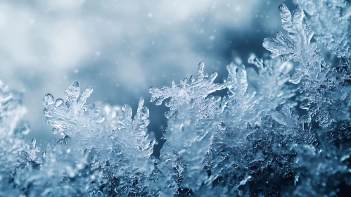 Close-Up View of Delicate Ice Crystals