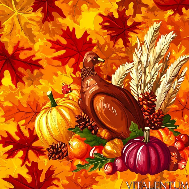 Autumnal Turkey Harvest Still Life AI Image