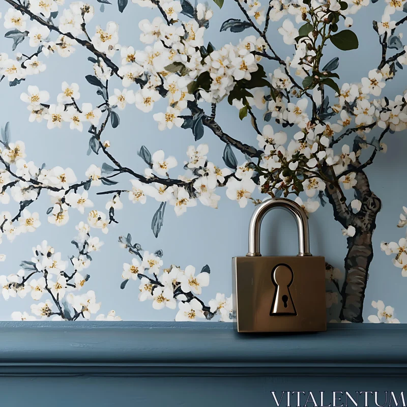 AI ART Lock and Blossoms Still Life