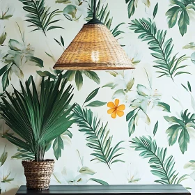 Lush Interior Design with Tropical Wallpaper