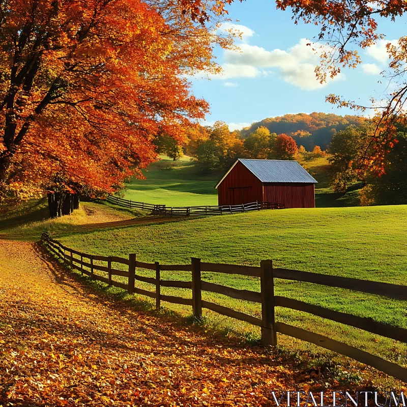 AI ART Scenic Autumn Farm View