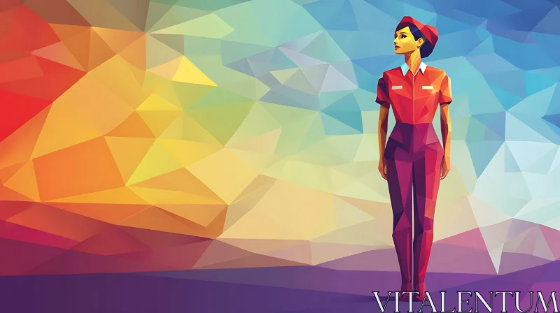 Abstract Woman Polygonal Art AI Image