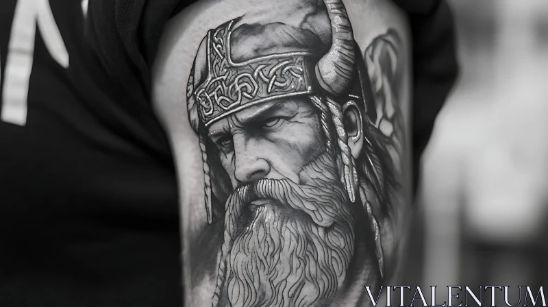 Intricate Viking Portrait Tattoo AI Image