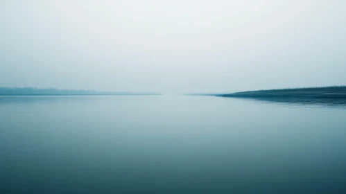 Calm Misty Waterscape with Gentle Horizon