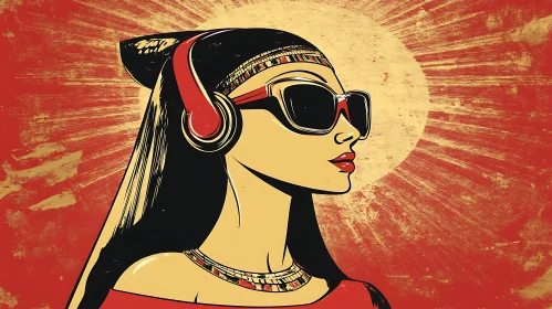 Stylish Woman with Sunglasses Graphic Art