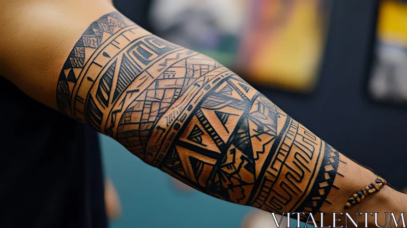 Bold Geometric Tattoo on Arm AI Image