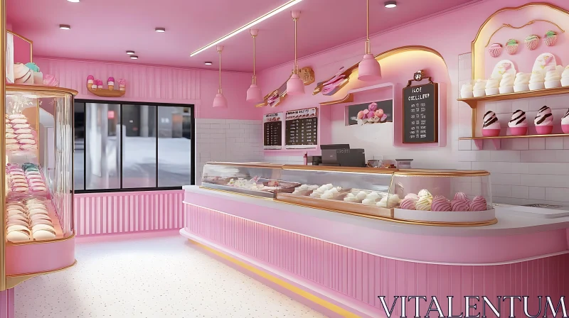 AI ART Whimsical Pink Dessert Shop