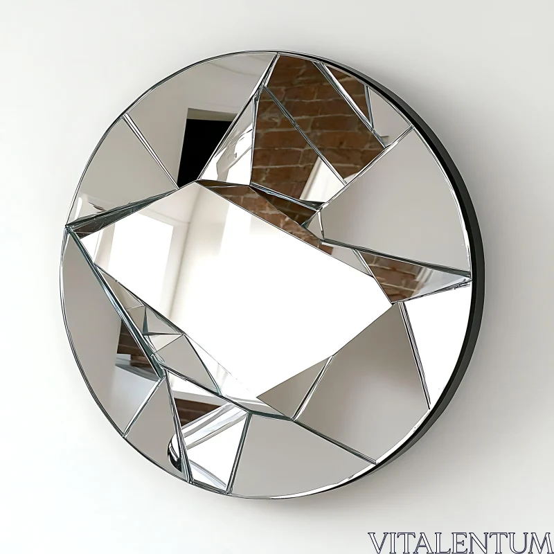 AI ART Abstract Glass Mirror with Geometric Design