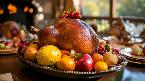 Roasted Turkey with Fruit Arrangement
