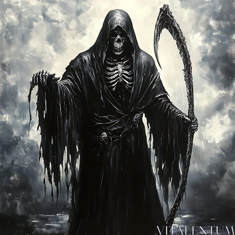 AI ART Death Figure with Scythe in Dark Art