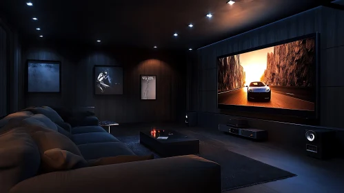 Modern Home Cinema with Car Display