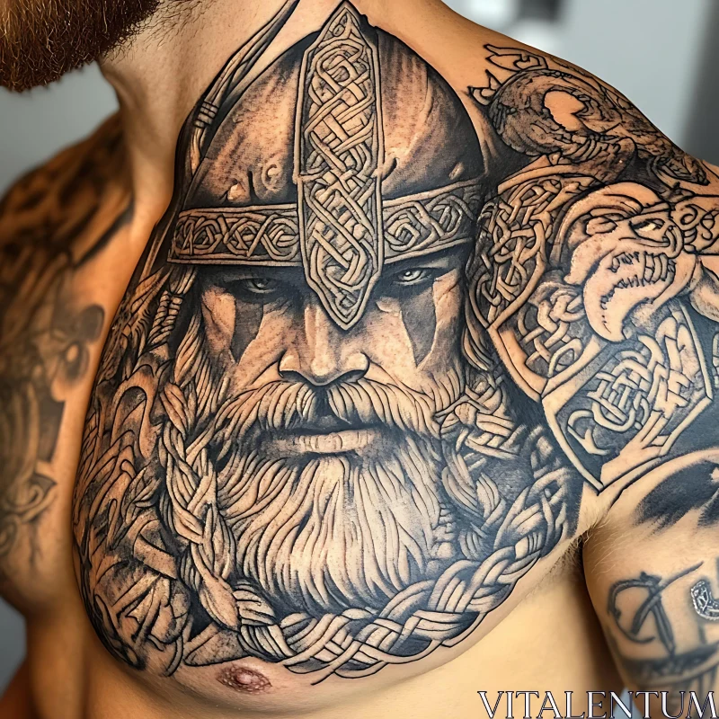 Nordic Viking Warrior Tattoo Design AI Image