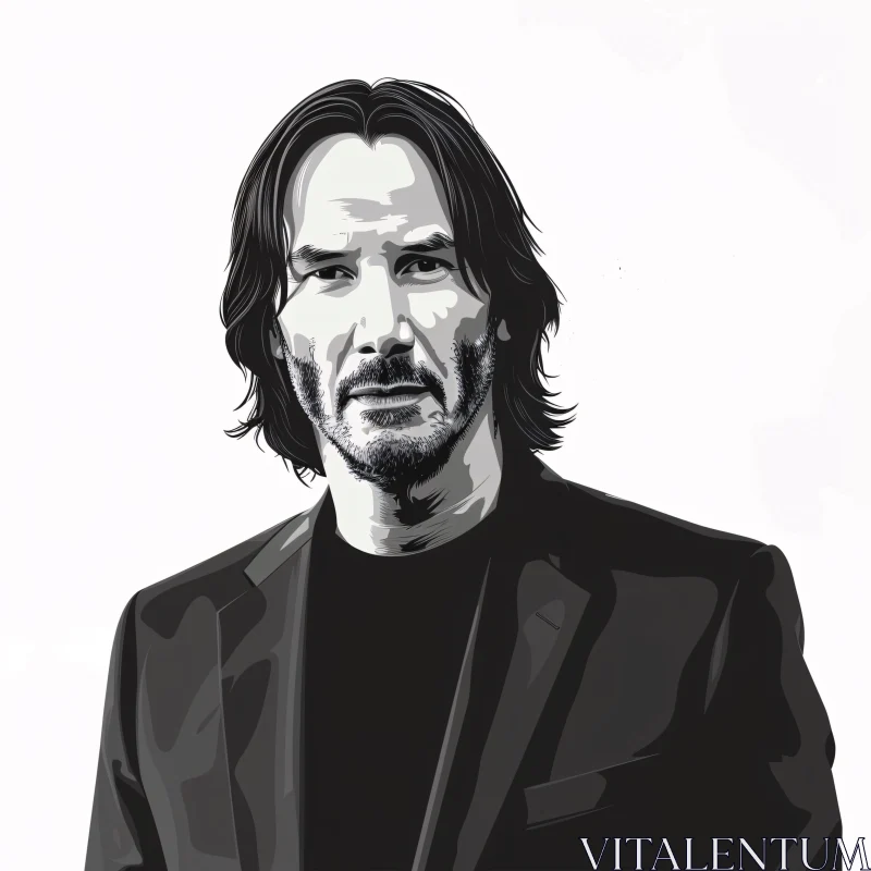 AI ART Keanu Reeves Monochrome Portrait