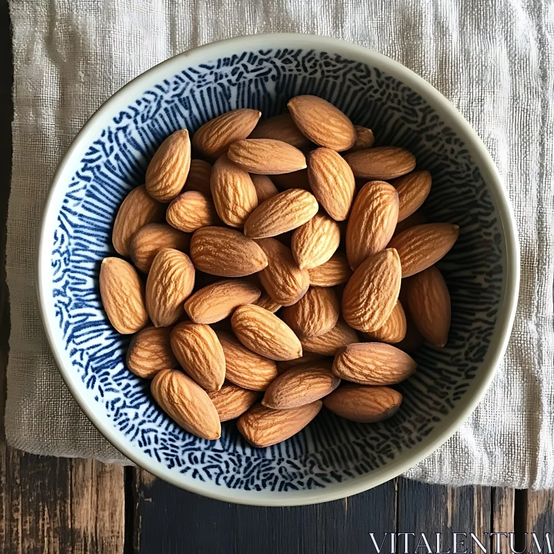 Delicious Raw Almonds in a Beautiful Ceramic Bowl AI Image