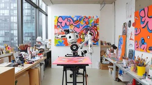 Robotic Arm Creating Abstract Painting