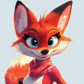 Animated Fox Portrait with Cheerful Look