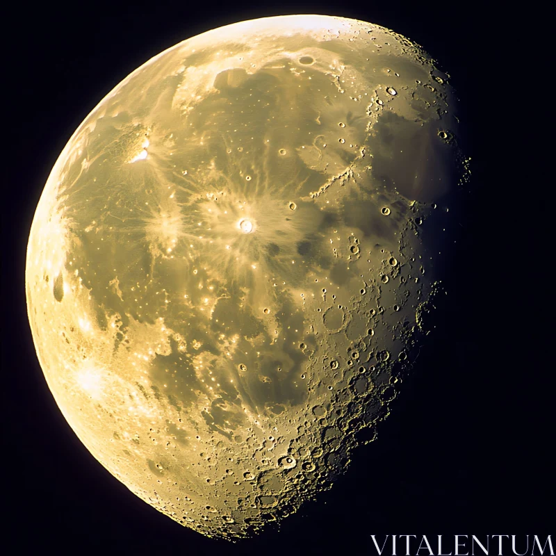 AI ART Lunar Surface Illuminated in Golden Hue