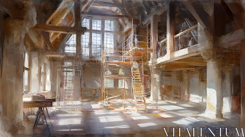 AI ART Sunlit Interior Under Construction