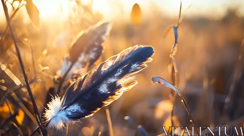 Feather Bathed in Warm Sunlight AI Image