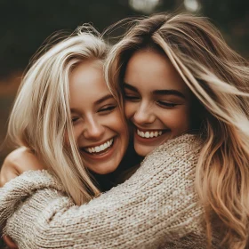 Two Friends Embracing in Joyful Portrait
