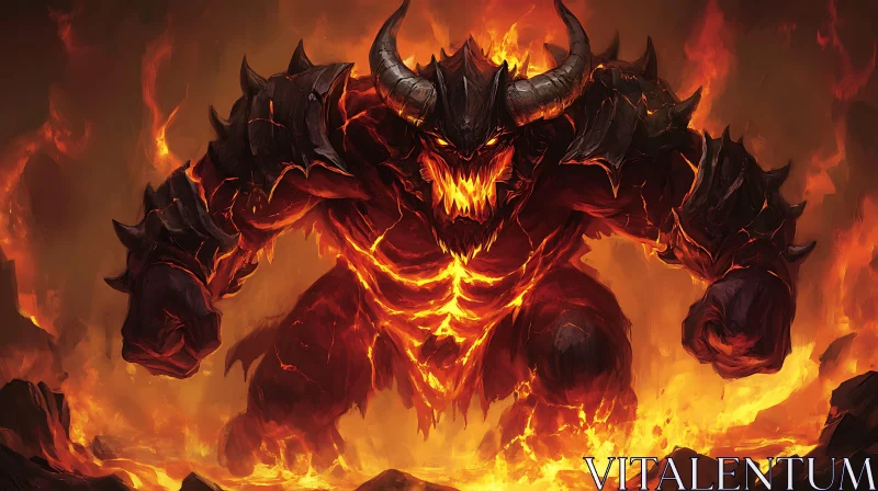 AI ART Fiery Demon of the Underworld