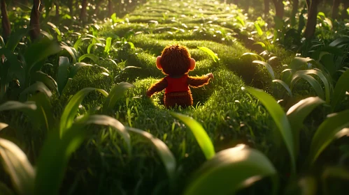 Little Monkey in Green Field