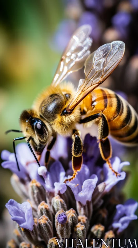 Bee on Lavender: A Study in Explosive Pigmentation and Swirling Vortexes AI Image
