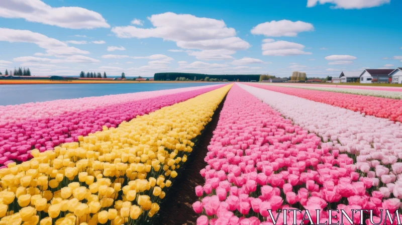 Blooming Tulip Fields in Lo-Fi Aesthetics AI Image