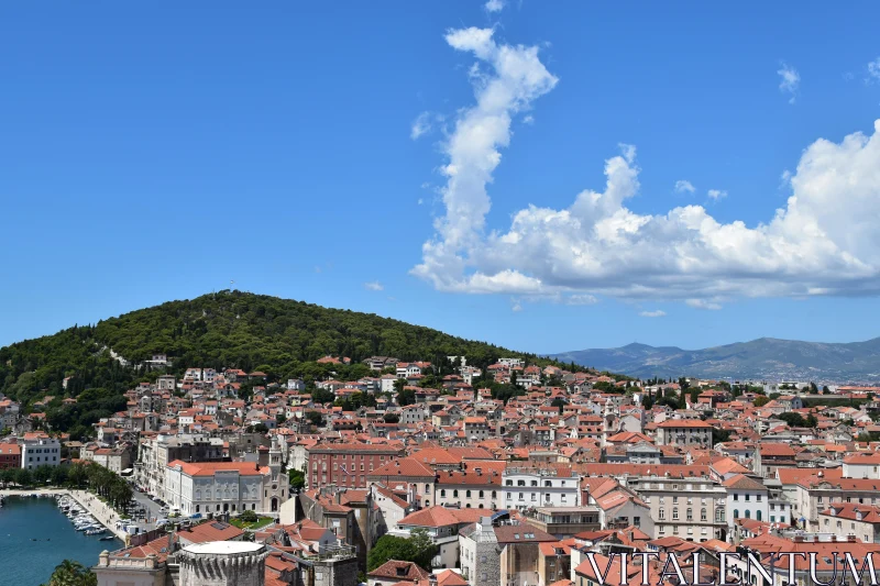 Split's Iconic Red Roofs and Scenic Hills Free Stock Photo