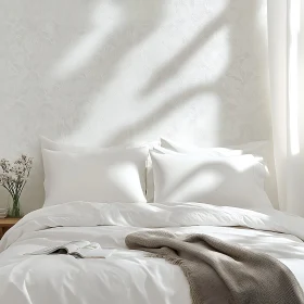 Peaceful Bedroom Scene with White Linens