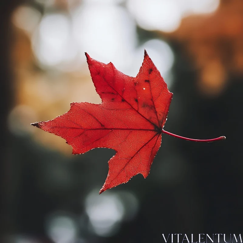 AI ART Floating Red Maple Leaf Nature Image