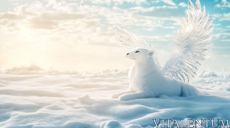 AI ART Winged Fox on Snow