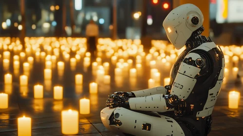 Meditative Robot in Candlelight