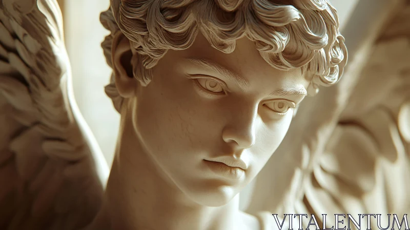 AI ART Angel Sculpture Close-Up