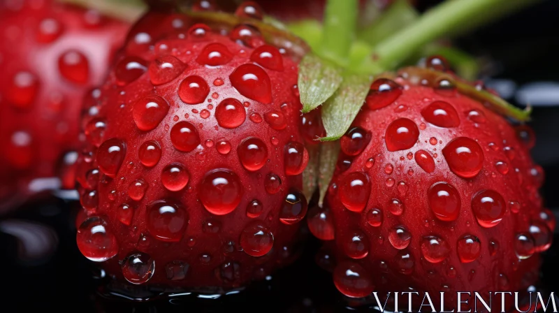 Strawberries with Water Drops - A Dark Symbolism Artwork AI Image