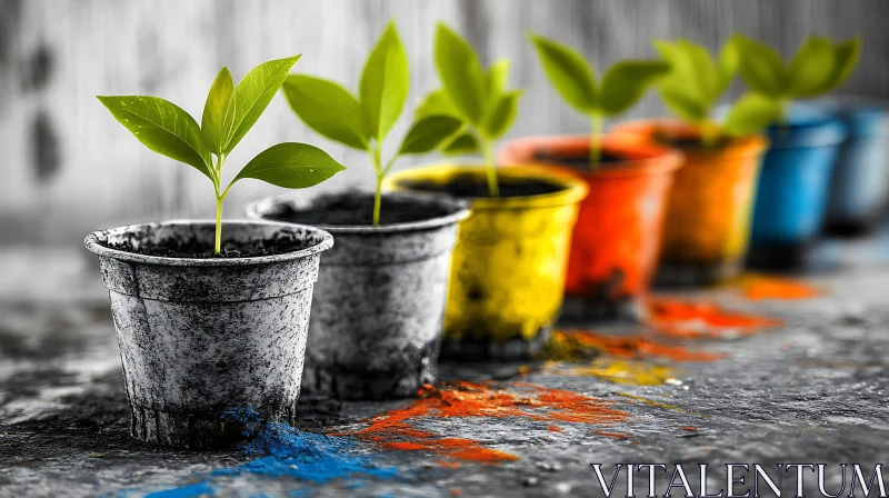 Potted Seedlings: A Spectrum of Hope AI Image