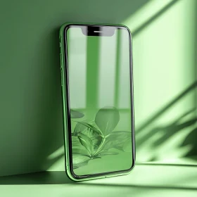 Monochromatic Green Phone with Nature Theme