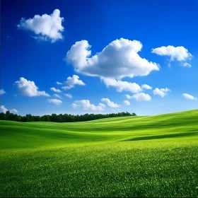 Serene Green Landscape Under Azure Sky