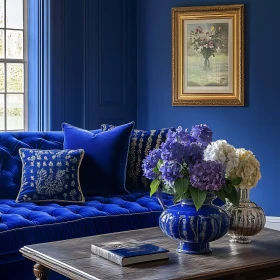 Blue Room with Flowers and Painting