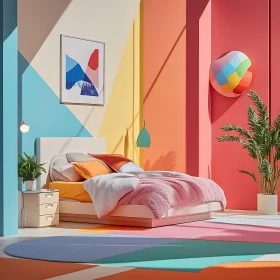 Vibrant Geometric Bedroom Art