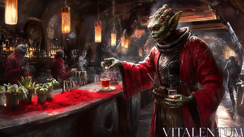 Alien Mixologist at Work AI Image