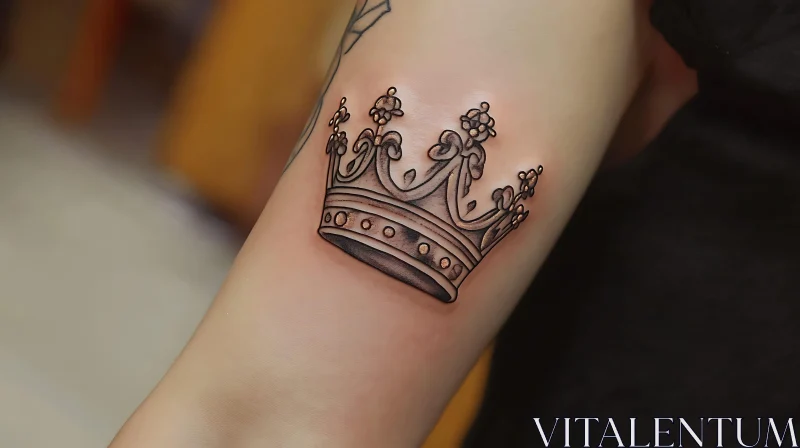 Ornamental Crown Tattoo on Arm AI Image