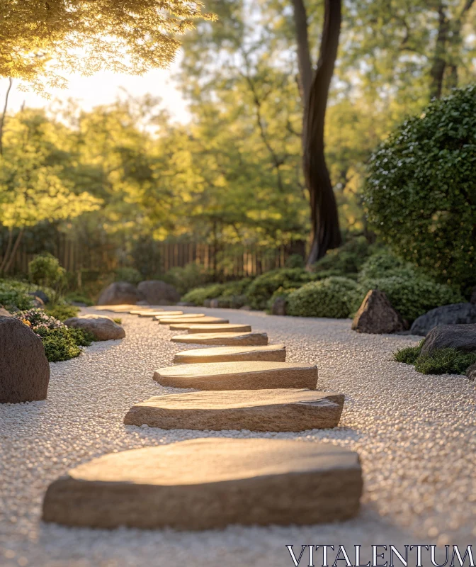 Zen Garden Stepping Stones AI Image