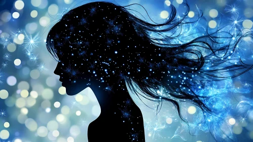 Starry Silhouette of a Woman