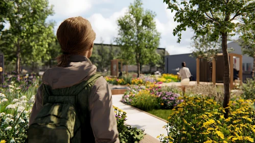 Girl in the Flowers Park