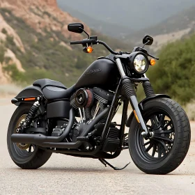Matte Black Motorcycle Outdoor Shot
