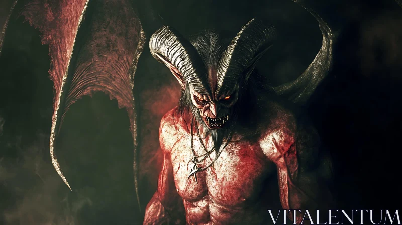 AI ART Menacing Demon with Wings and Horns