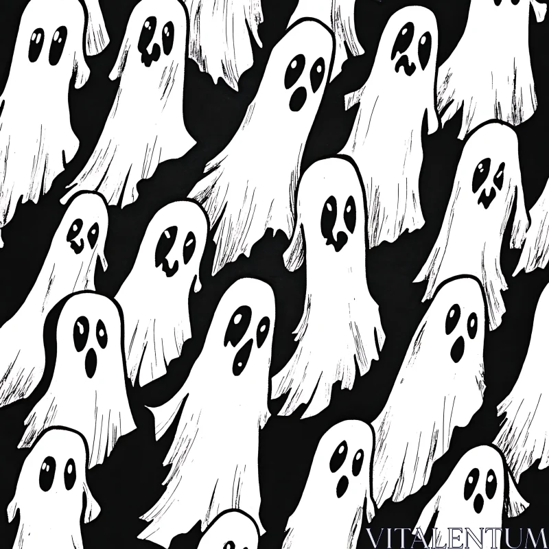 AI ART Monochrome Ghostly Figures