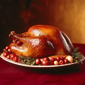 Glistening Roasted Turkey with Berry Garnishes